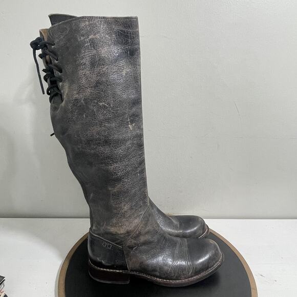 Bed Stu Boots Manchester Riding Boots Women SZ 8 Hand Wash Leather Tall Gray - Picture 1 of 14